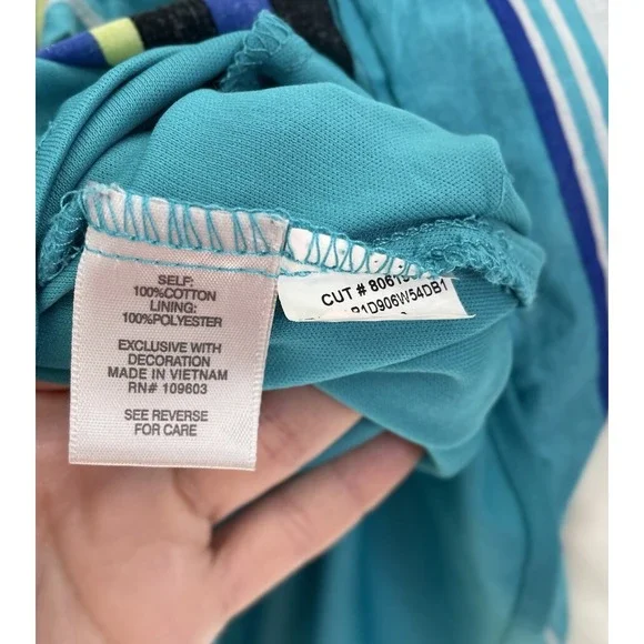 Dressbarn Tank Dress Womens Blue Green Lined Striped V Neck Dress Size 10 - Picture 4 of 10